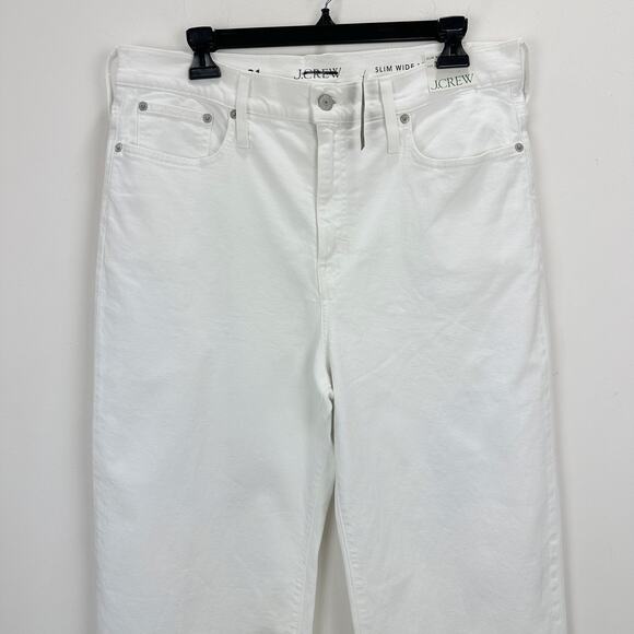 J.Crew Slim Wide Leg Jean White High Waisted Classic Stretch Denim US 31 NWT - Picture 8 of 14